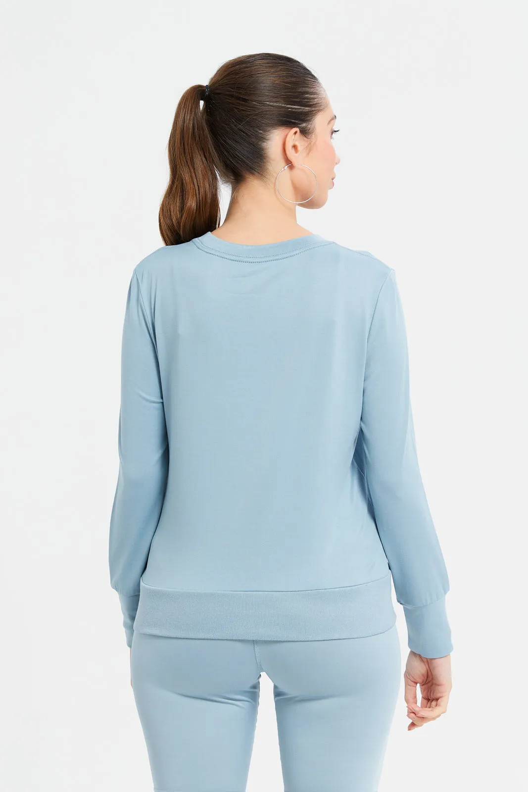 Women Blue Long Sleeved Active Sweatshirt sold by Redtag product image thumbnail 3