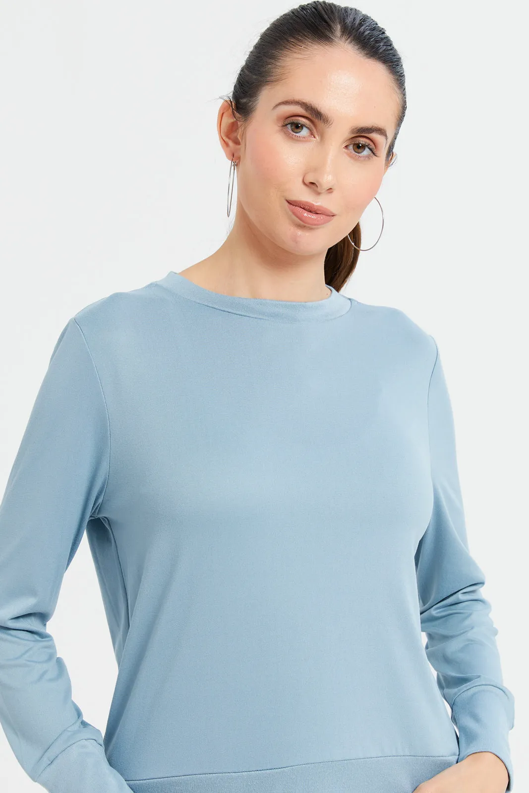 Women Blue Long Sleeved Active Sweatshirt sold by Redtag product image thumbnail 4