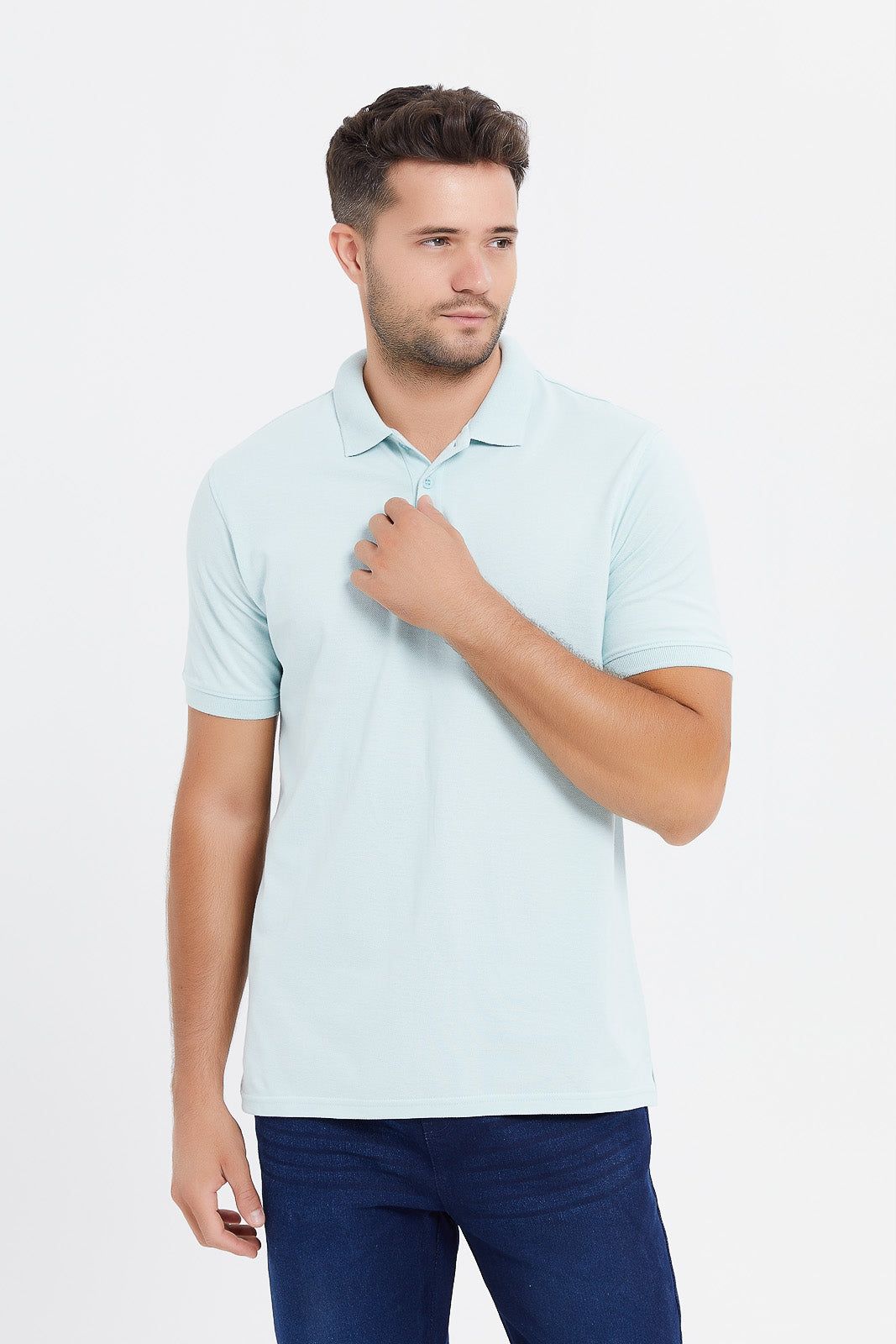 Men Blue Basic Polo Shirt sold by Redtag