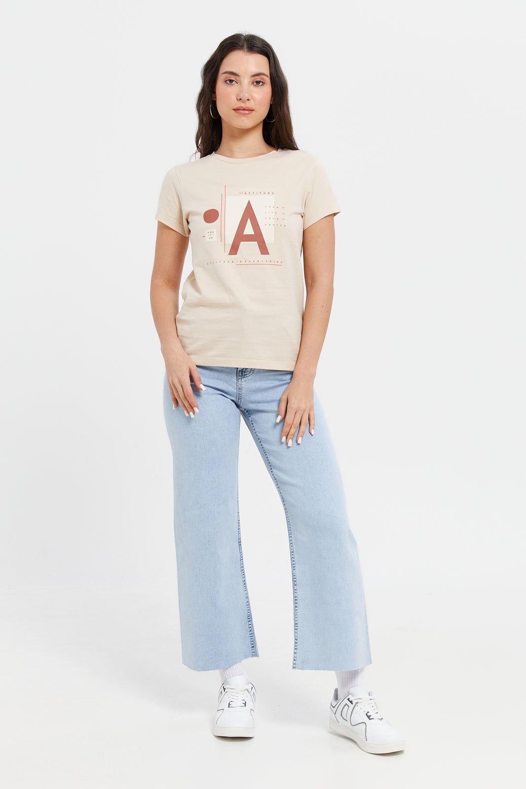 Women Beige Attitude Printed T-Shirt sold by Redtag product image thumbnail 2