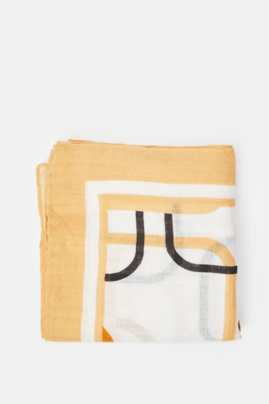 Women Beige Printed Scarf sold by Redtag