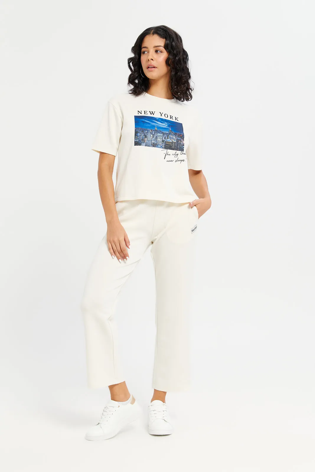 Women Ivory Straight Leg Active Pants sold by Redtag product image thumbnail 2