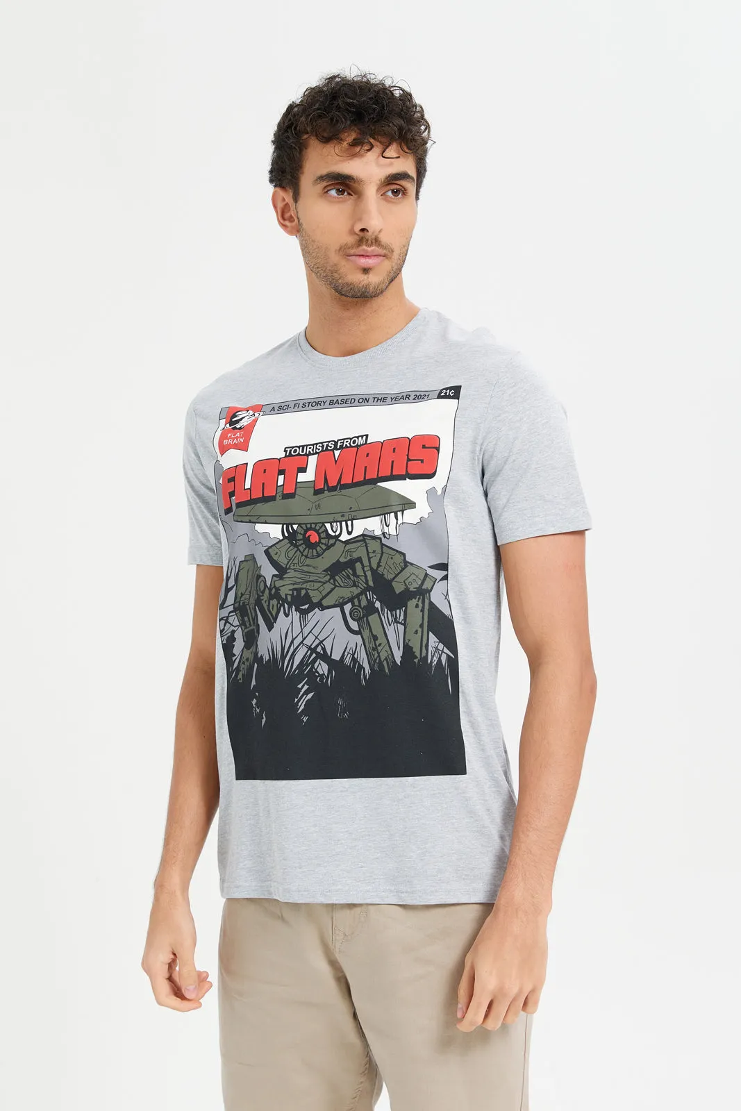 Men Grey Graphic T-Shirt sold by Redtag