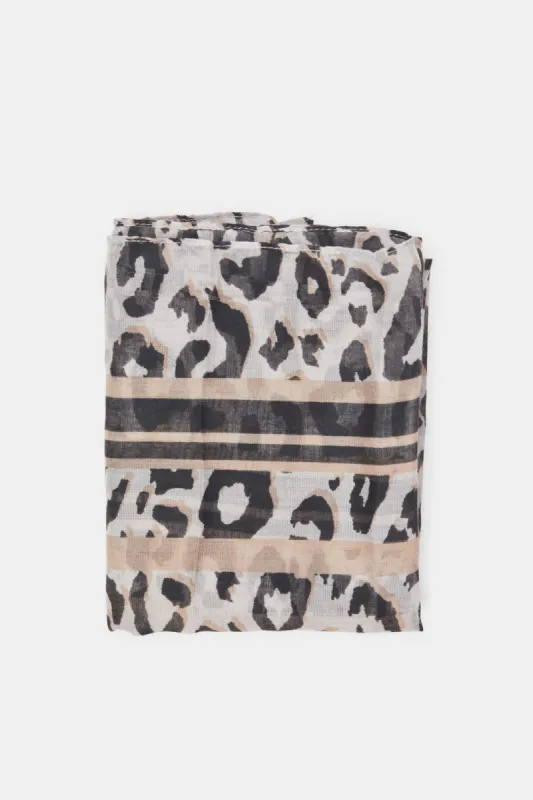 Women Beige Printed Scarf sold by Redtag