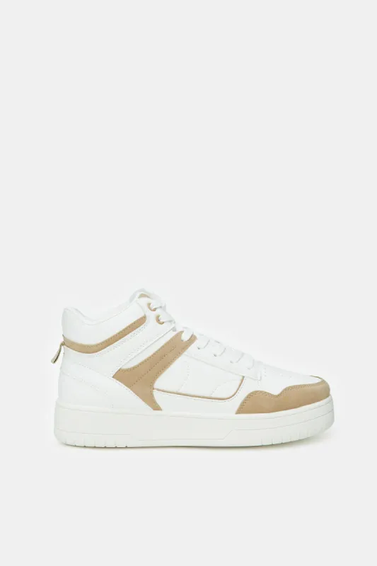 Women White Lace Up Hightop Sneakers sold by Redtag