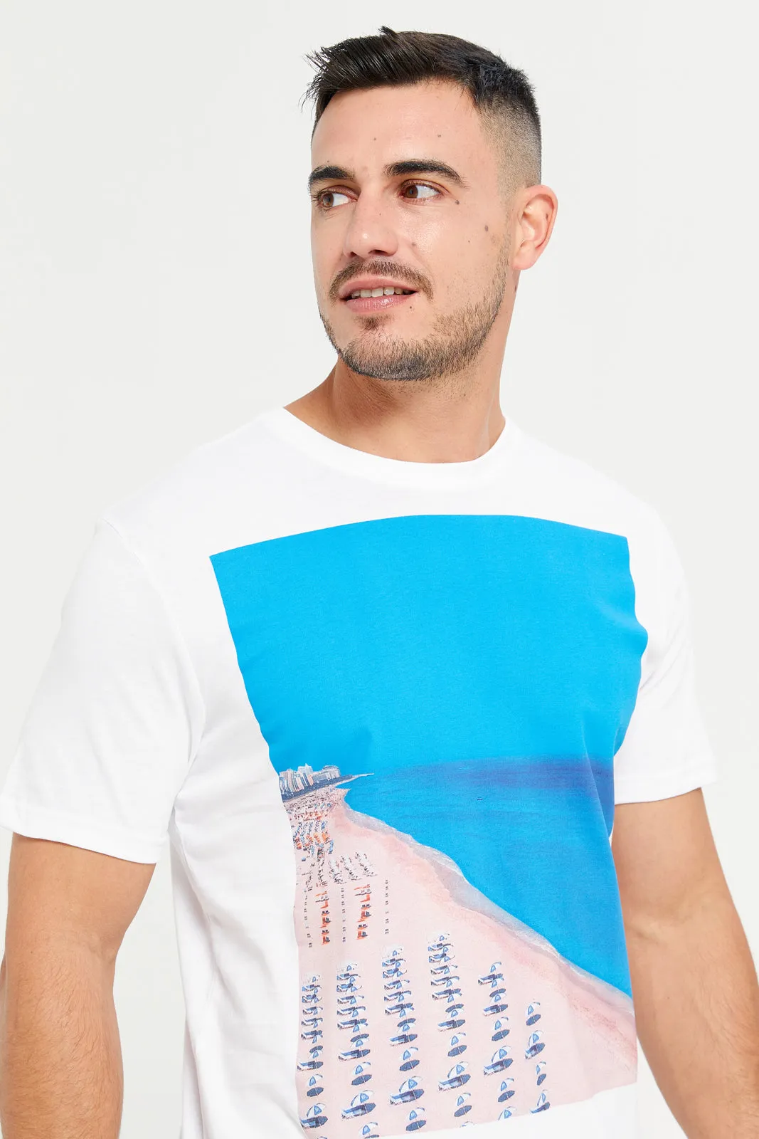 Men White Graphic T-Shirt sold by Redtag product image thumbnail 4