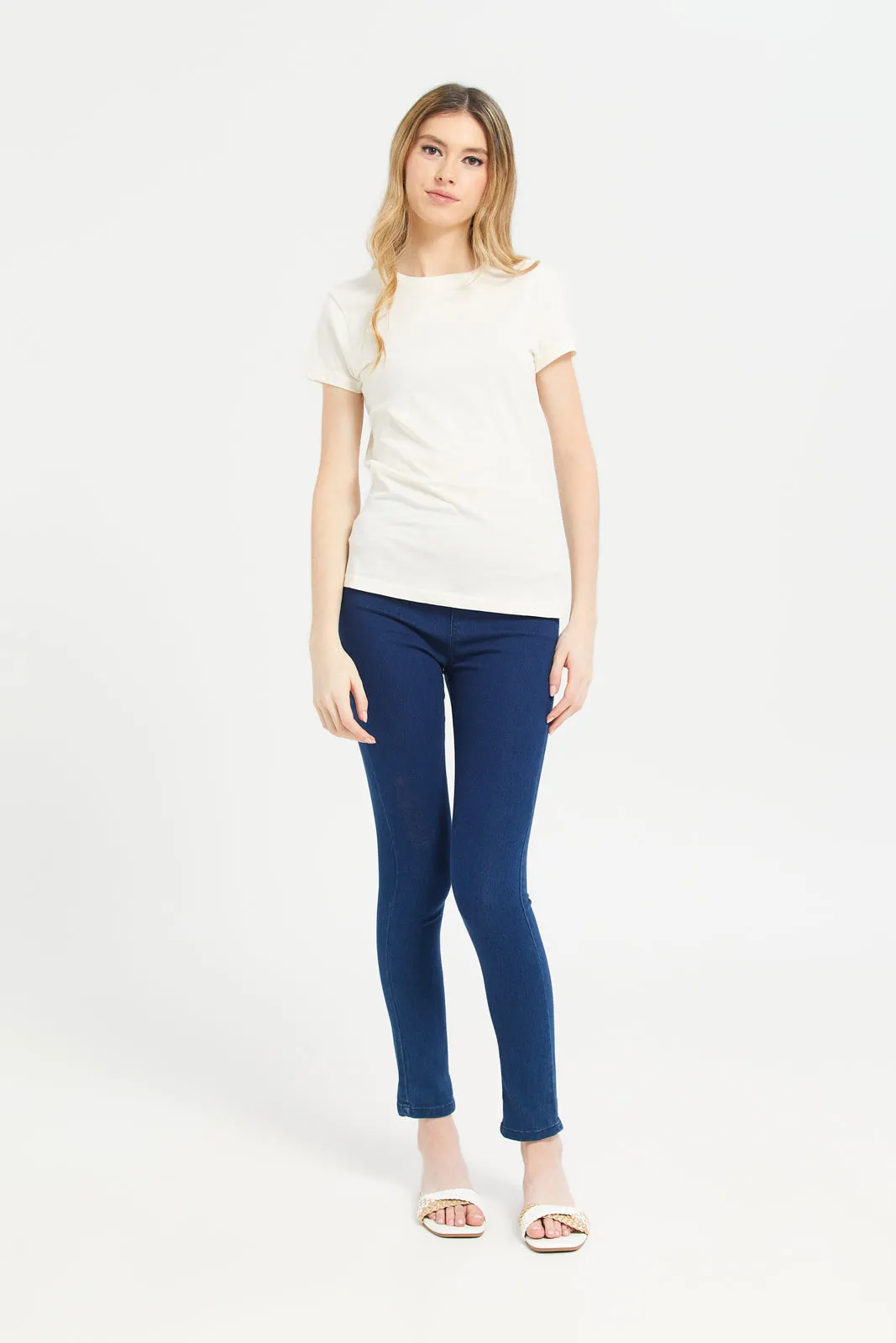 Women Cream Basic T-Shirt sold by Redtag product image thumbnail 2
