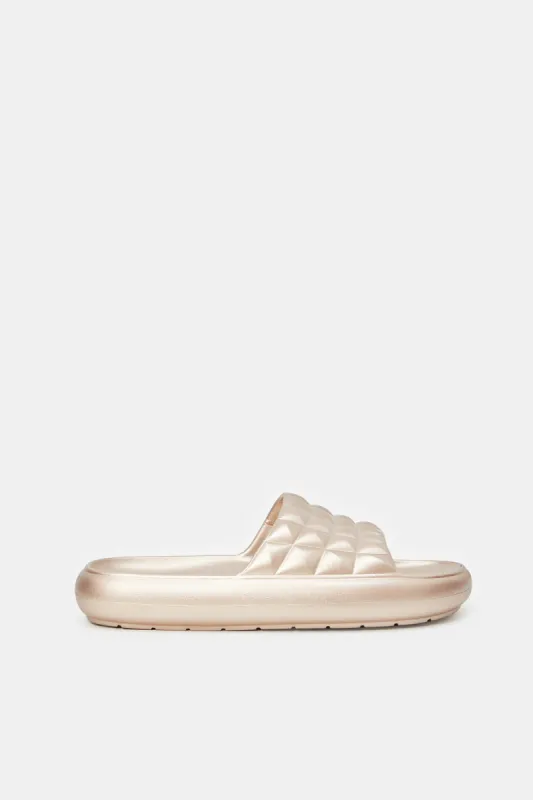 Women Gold Molded Slide sold by Redtag