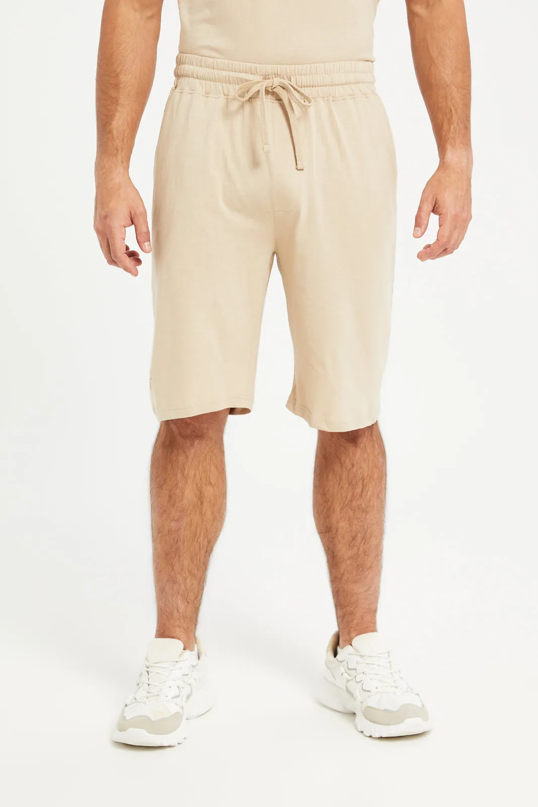 Men Beige Short Sleeves Pyjama Set (2 Piece) sold by Redtag product image thumbnail 4