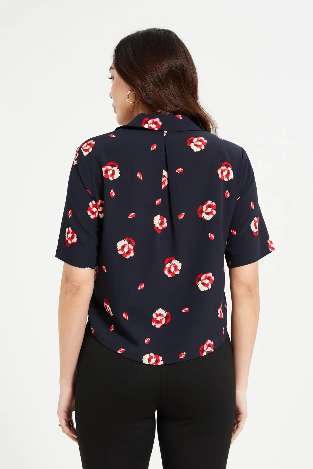 Women Navy Printed Boxy Top sold by Redtag product image thumbnail 3