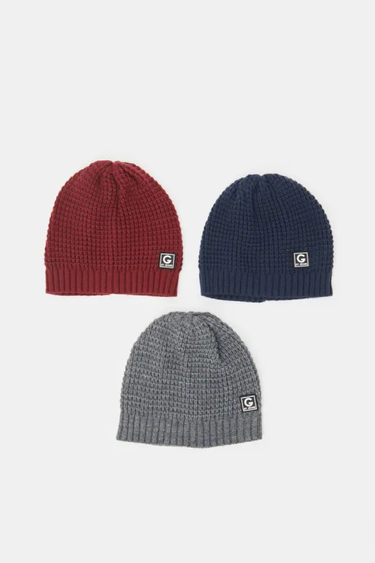 Men Assorted Knitted Cap Set(Pack Of 3) sold by Redtag