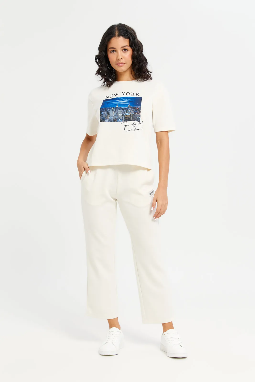 Women White New York Embellished T-Shirt sold by Redtag product image thumbnail 2