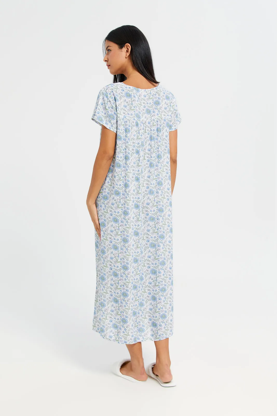 Women Ivory And Blue Printed Nightgown sold by Redtag product image thumbnail 3