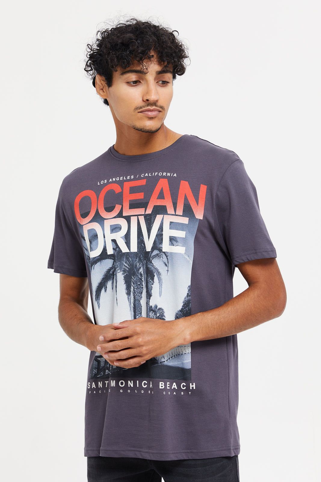 Men Charcoal Ocean drive Print T-Shirt sold by Redtag