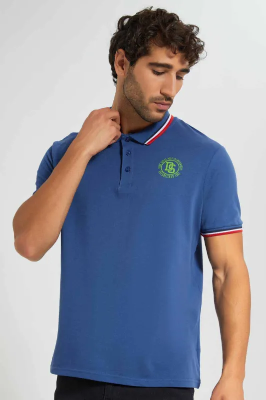 Blue Slogan Polo T-Shirt sold by Redtag