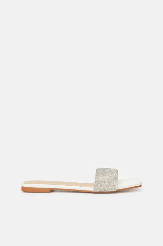 Women White Embellished Mule sold by Redtag