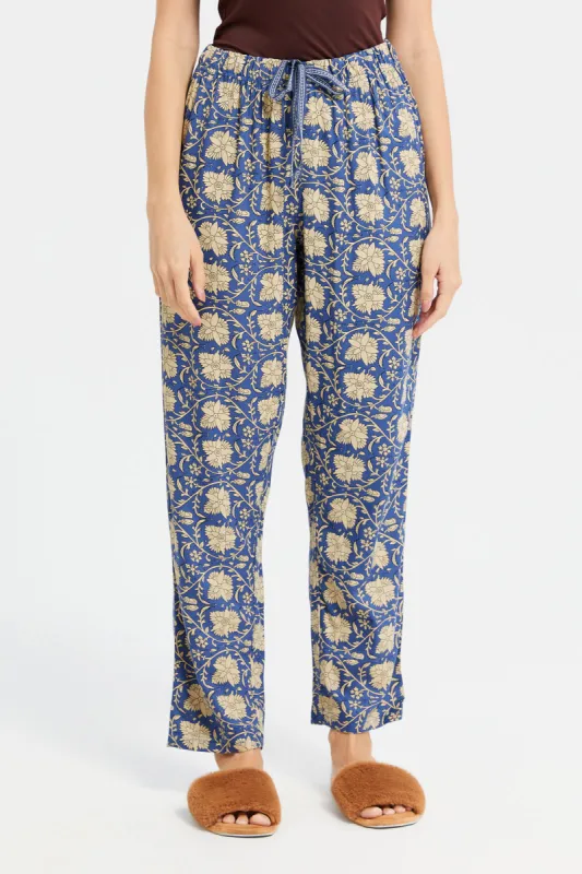 Women Navy Printed Pyjama Bottom sold by Redtag