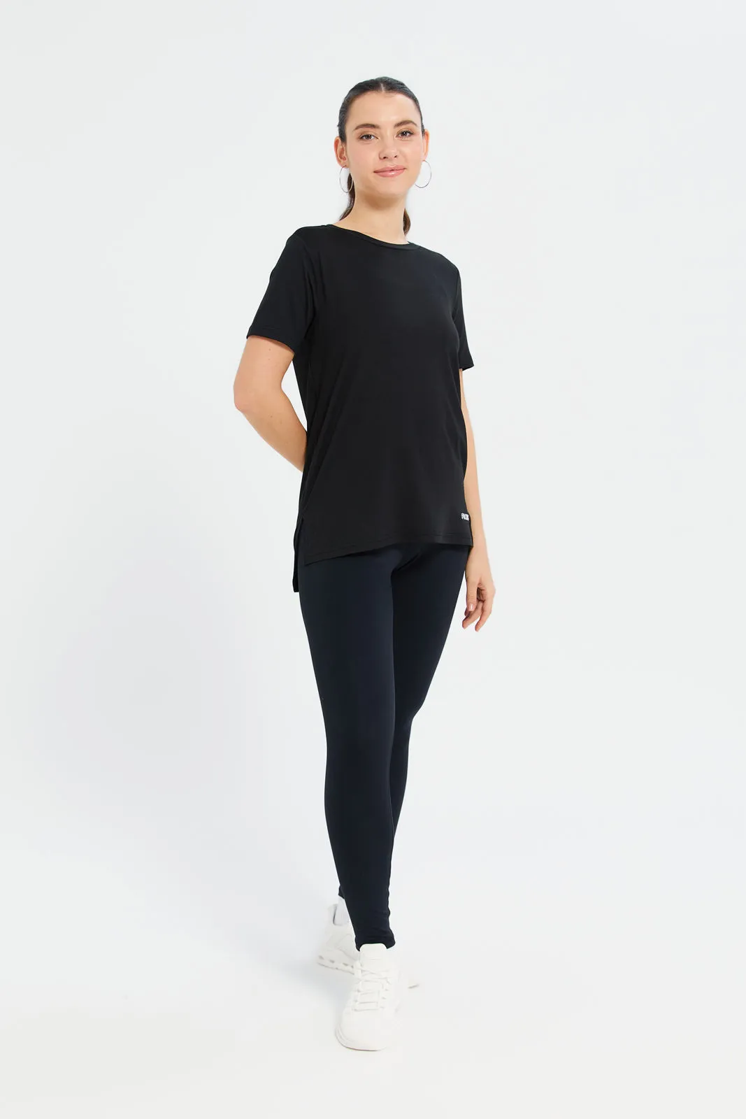 Women Black Performance Active T-Shirt sold by Redtag product image thumbnail 2