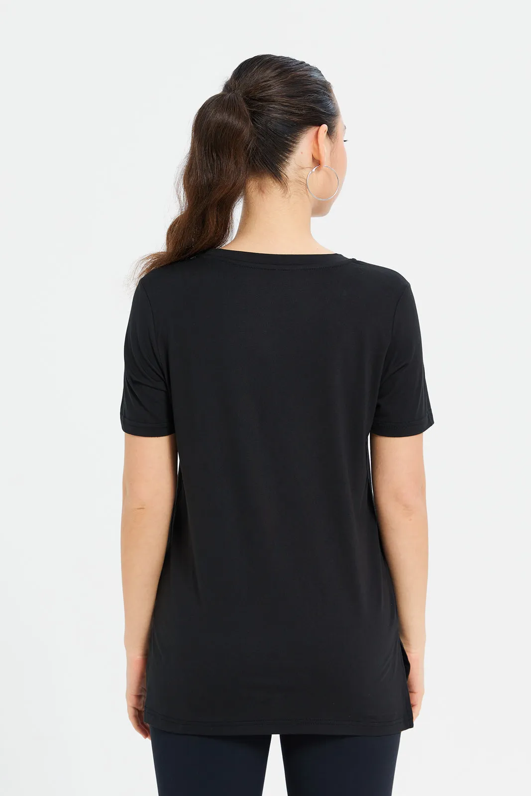 Women Black Performance Active T-Shirt sold by Redtag product image thumbnail 3