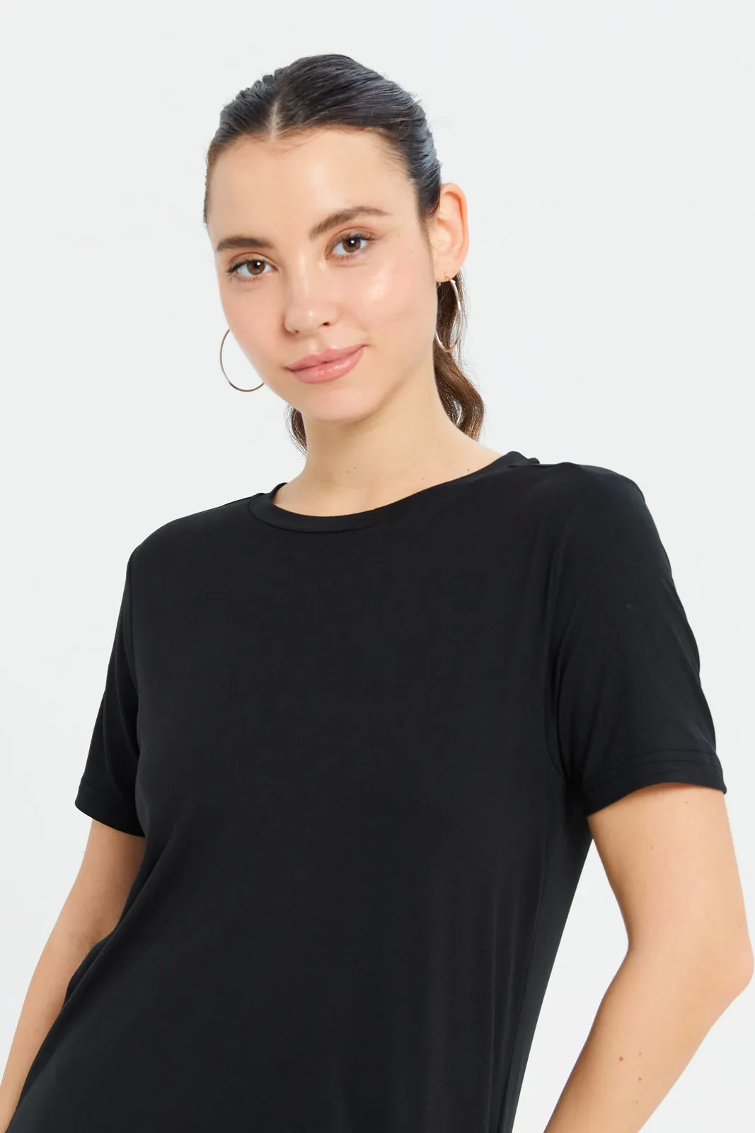 Women Black Performance Active T-Shirt sold by Redtag product image thumbnail 4