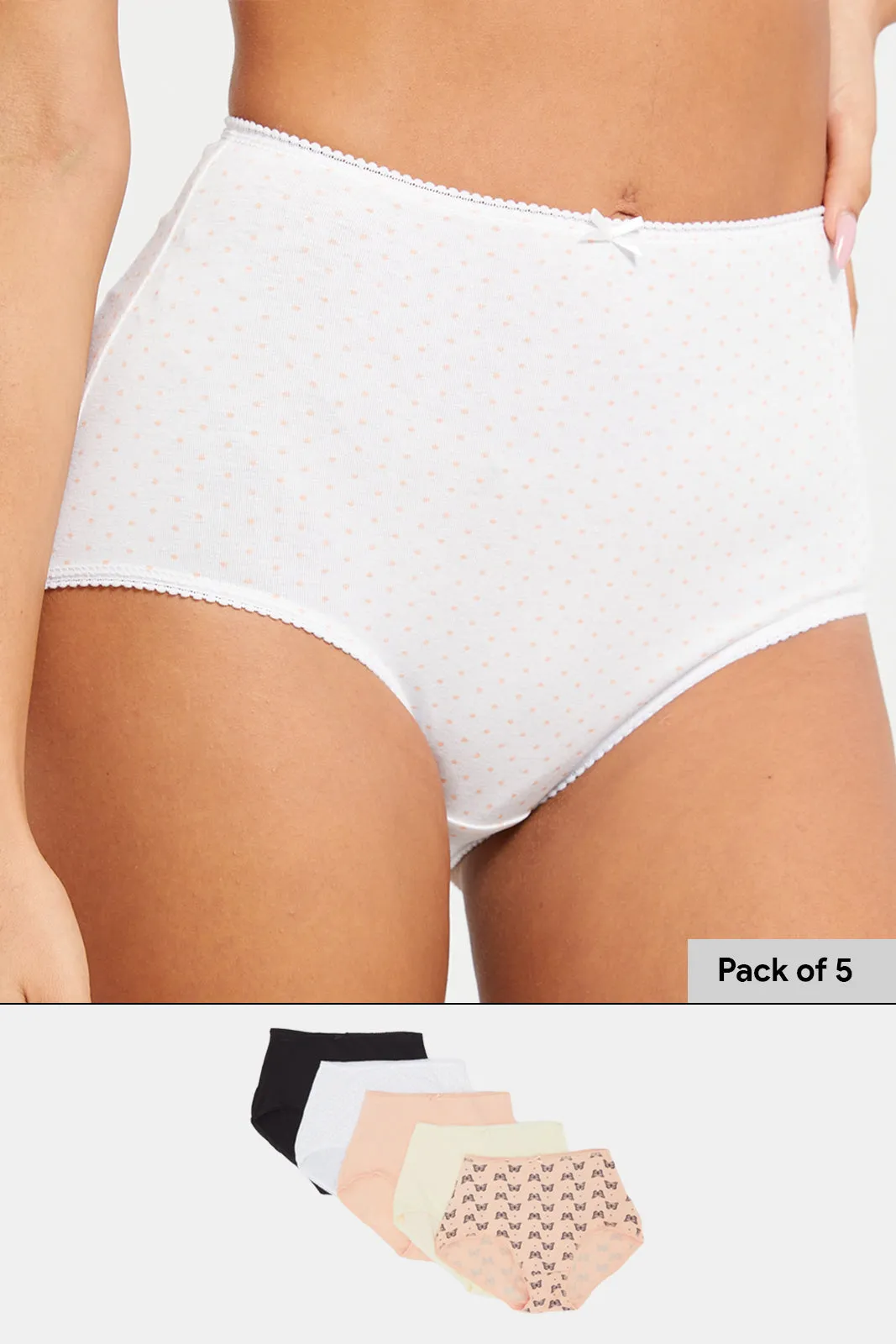 Women Assorted Printed And Plain Full Brief Set (Pack Of 5) sold by Redtag