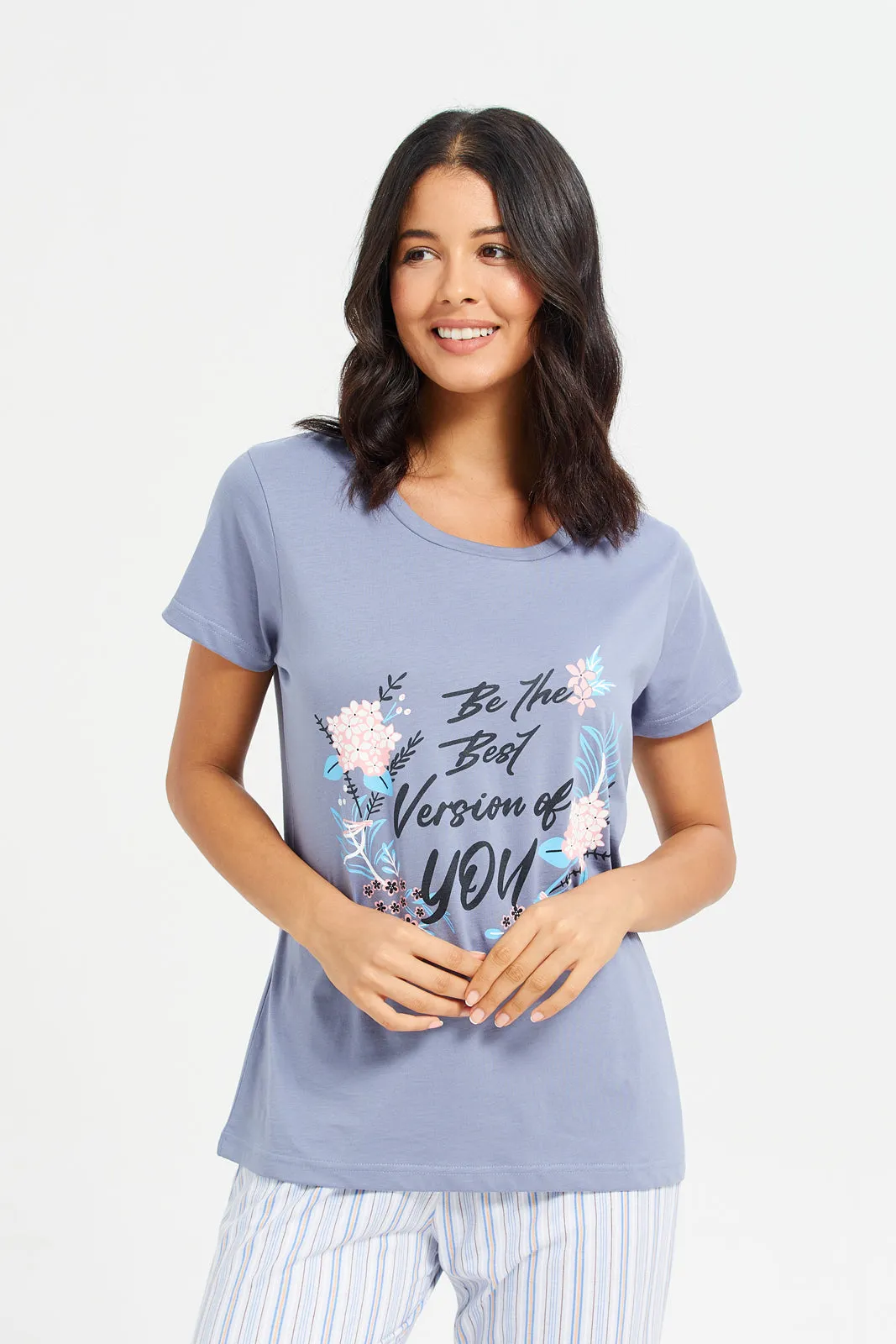 Women Blue Printed T-Shirt And Pants Pyjama Set (2Piece) sold by Redtag product image thumbnail 2