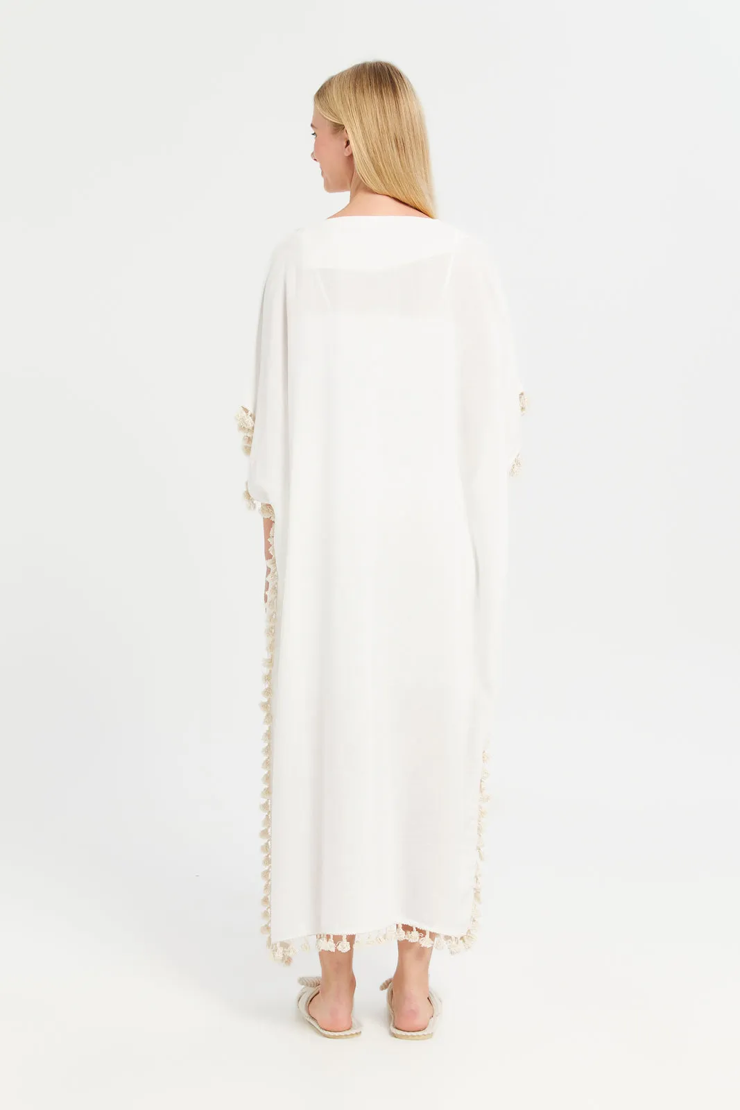 Women Ivory Embroidered Kaftan Nightgown sold by Redtag product image thumbnail 3