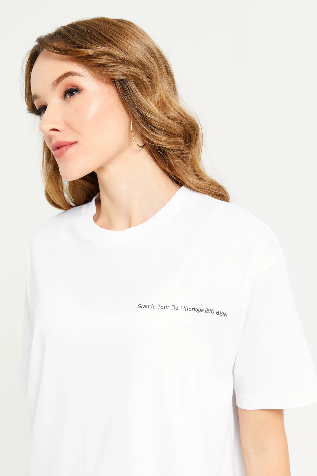 Women White Oversized With Patch Print sold by Redtag product image thumbnail 4