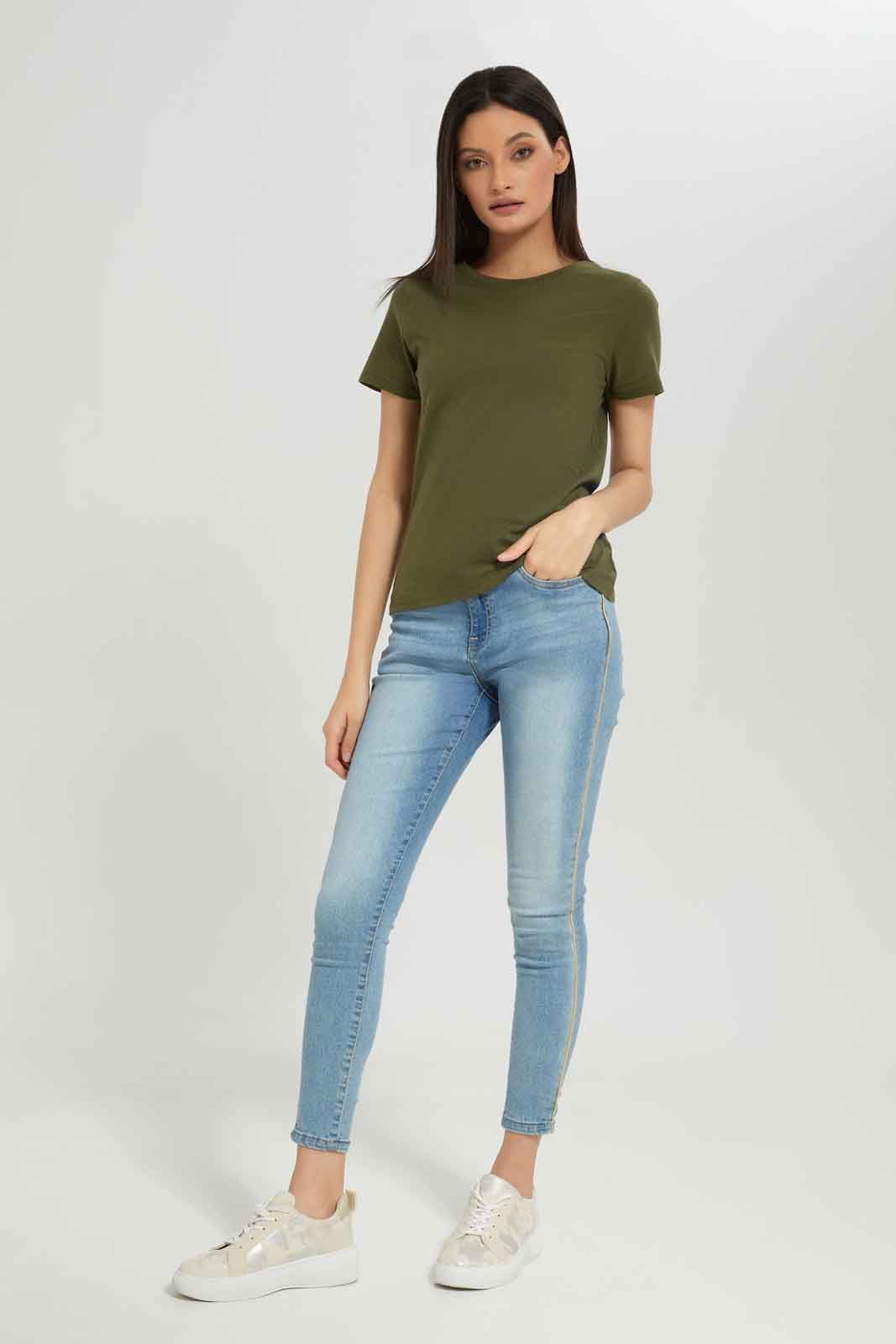 Women Olive Basic T-Shirt sold by Redtag product image thumbnail 2