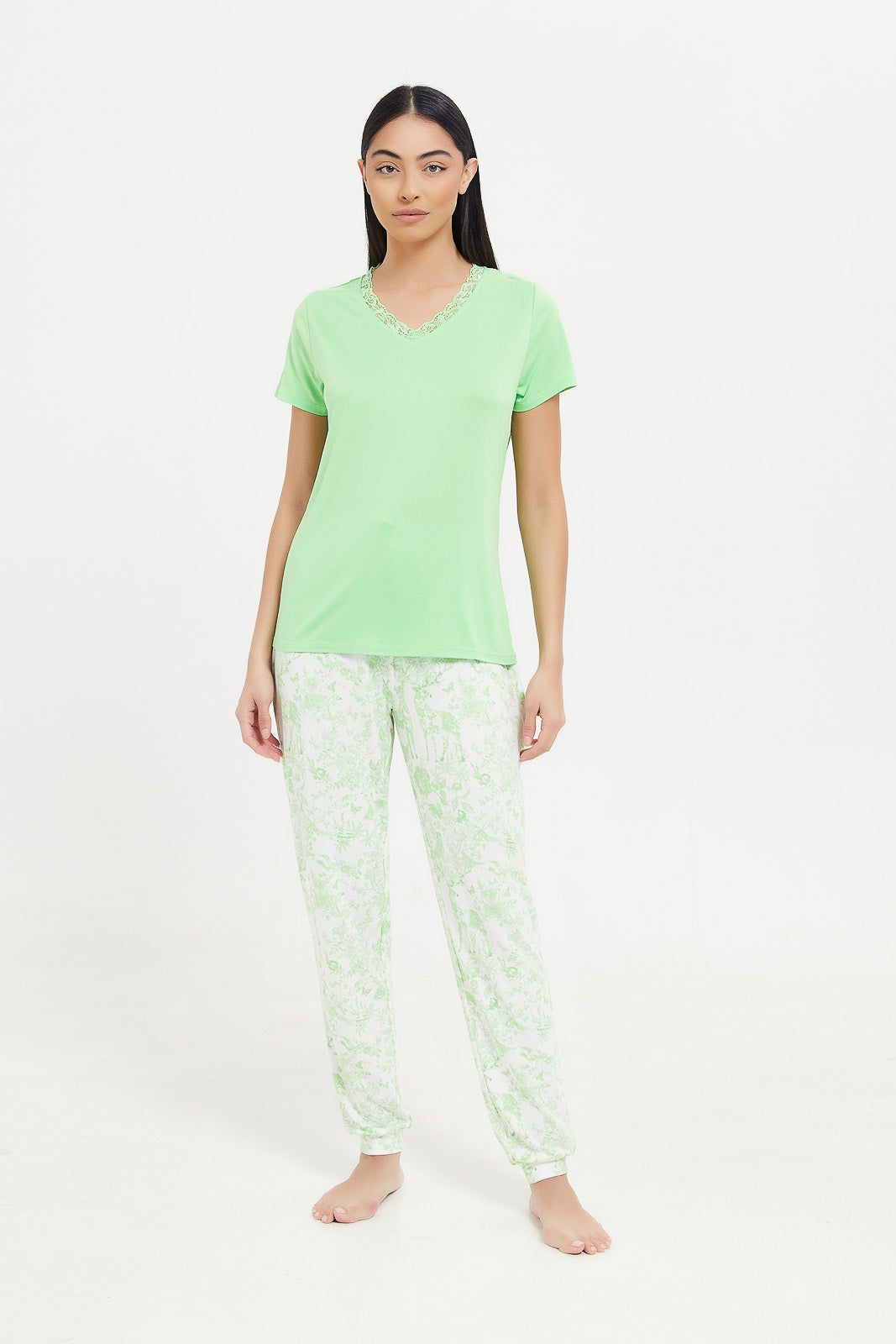 Women Green Printed Pyjama Set (2 Piece) sold by Redtag