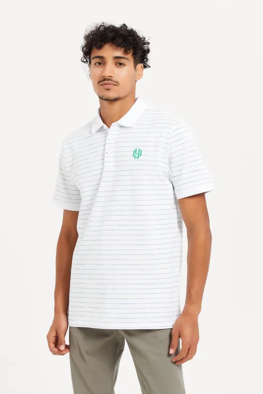 Men White Stripe Polo Shirt sold by Redtag