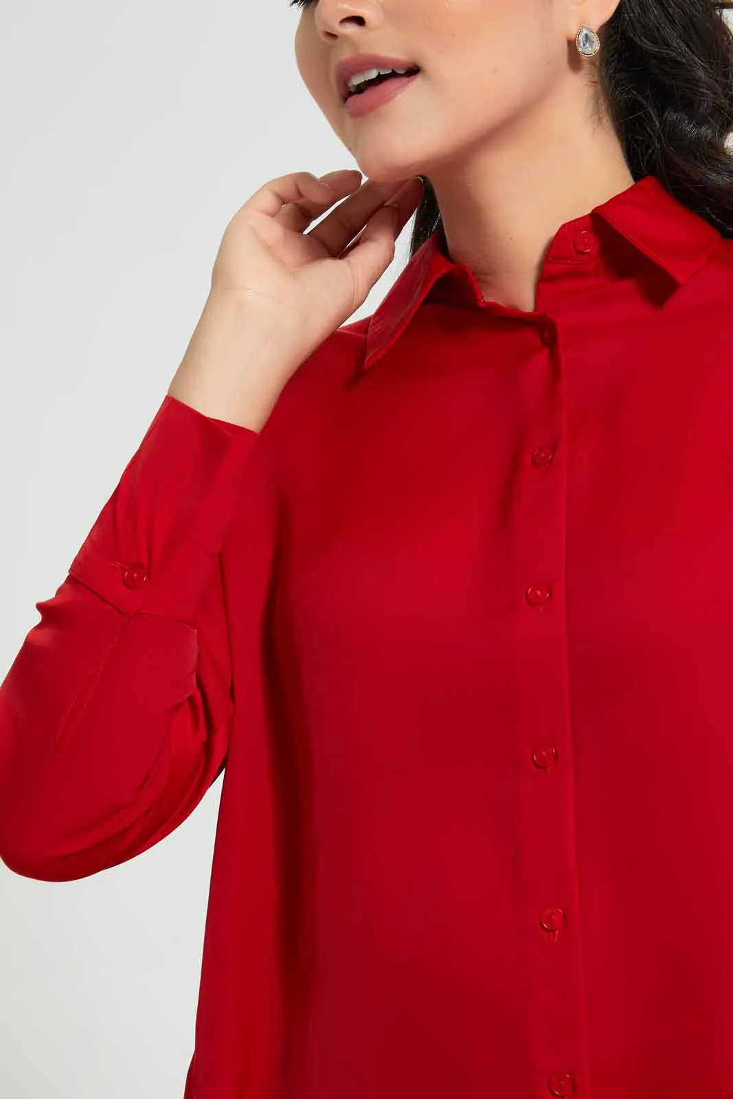Red Satin Shirt sold by Redtag product image thumbnail 3