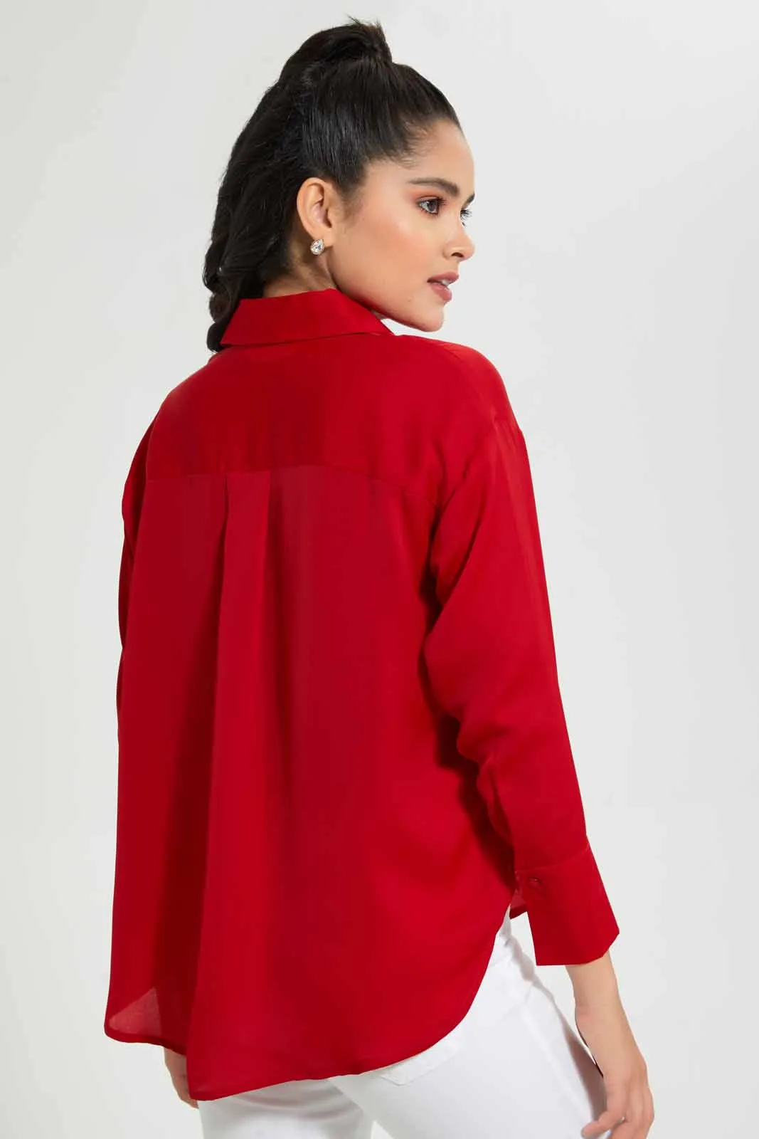 Red Satin Shirt sold by Redtag product image thumbnail 4