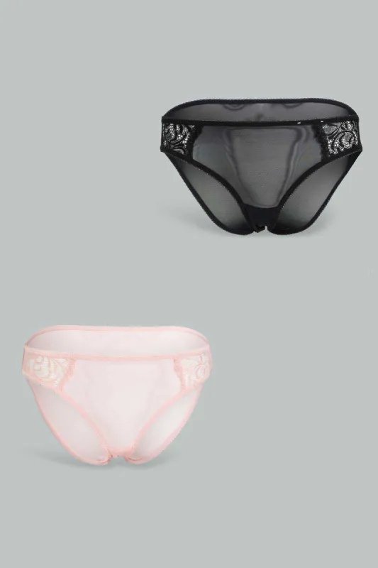 Black And Pink Bikini Brief For Women (Pack of 2) made by Redtag