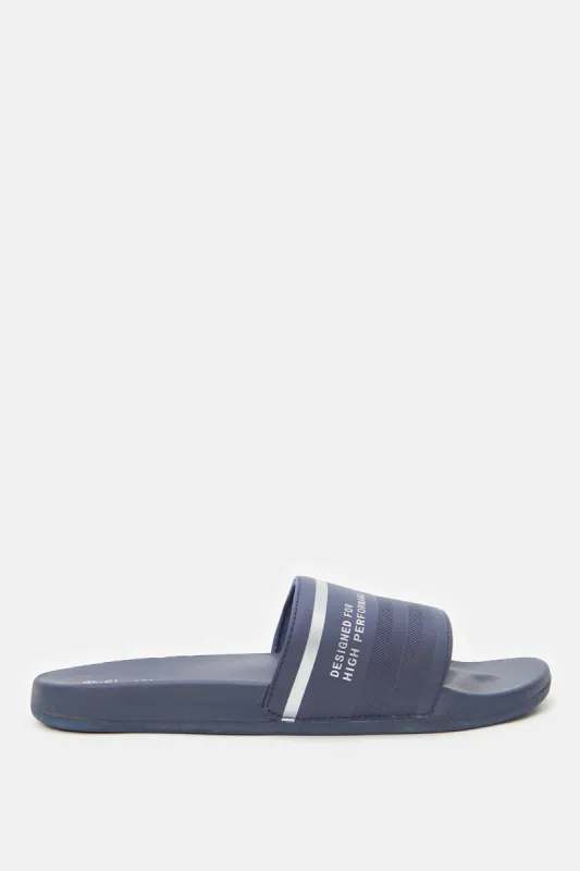 Men Navy Stripe Comfort Slide sold by Redtag