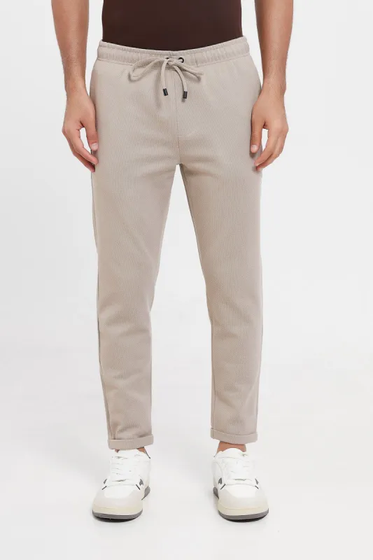 Men Beige Pull-On Trousers sold by Redtag