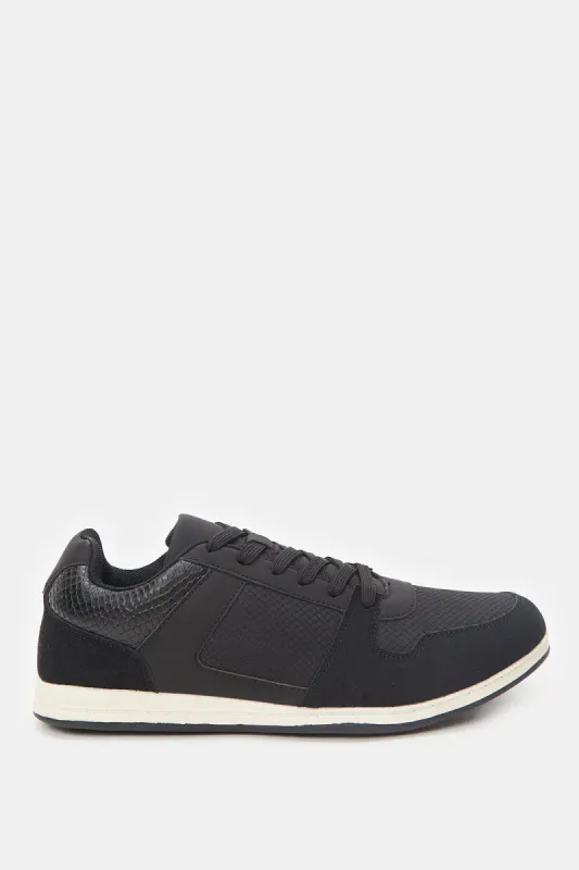 Men Black Material Block Sneakers sold by Redtag