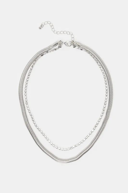 Women Silver Layered Necklace sold by Redtag