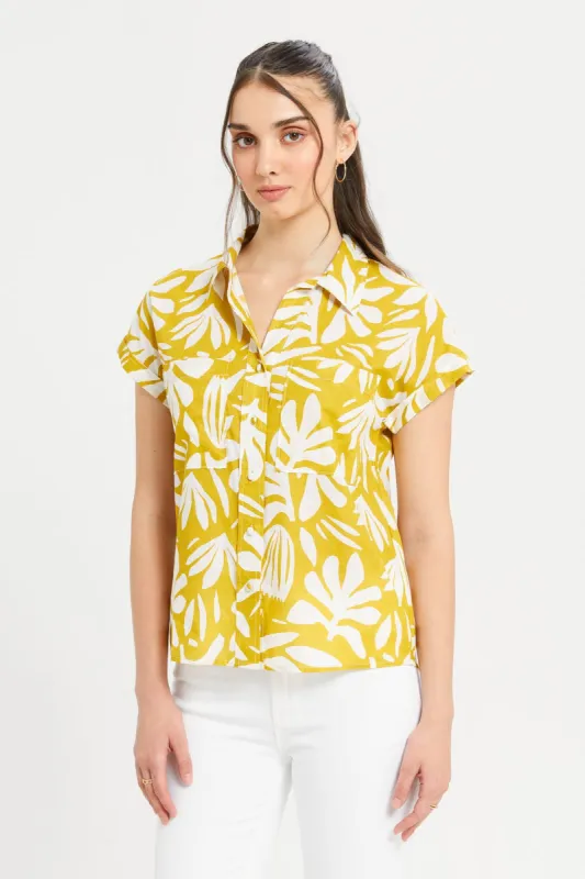 Women Yellow Printed Shirt sold by Redtag