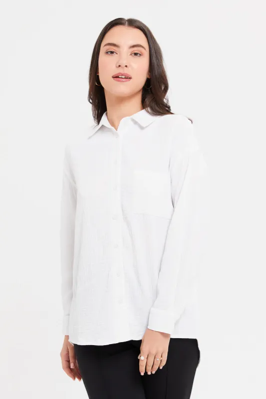 Women White Collared Casual Shirt sold by Redtag