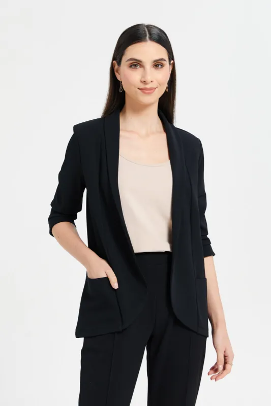 Women Black Roll-Up Blazer sold by Redtag