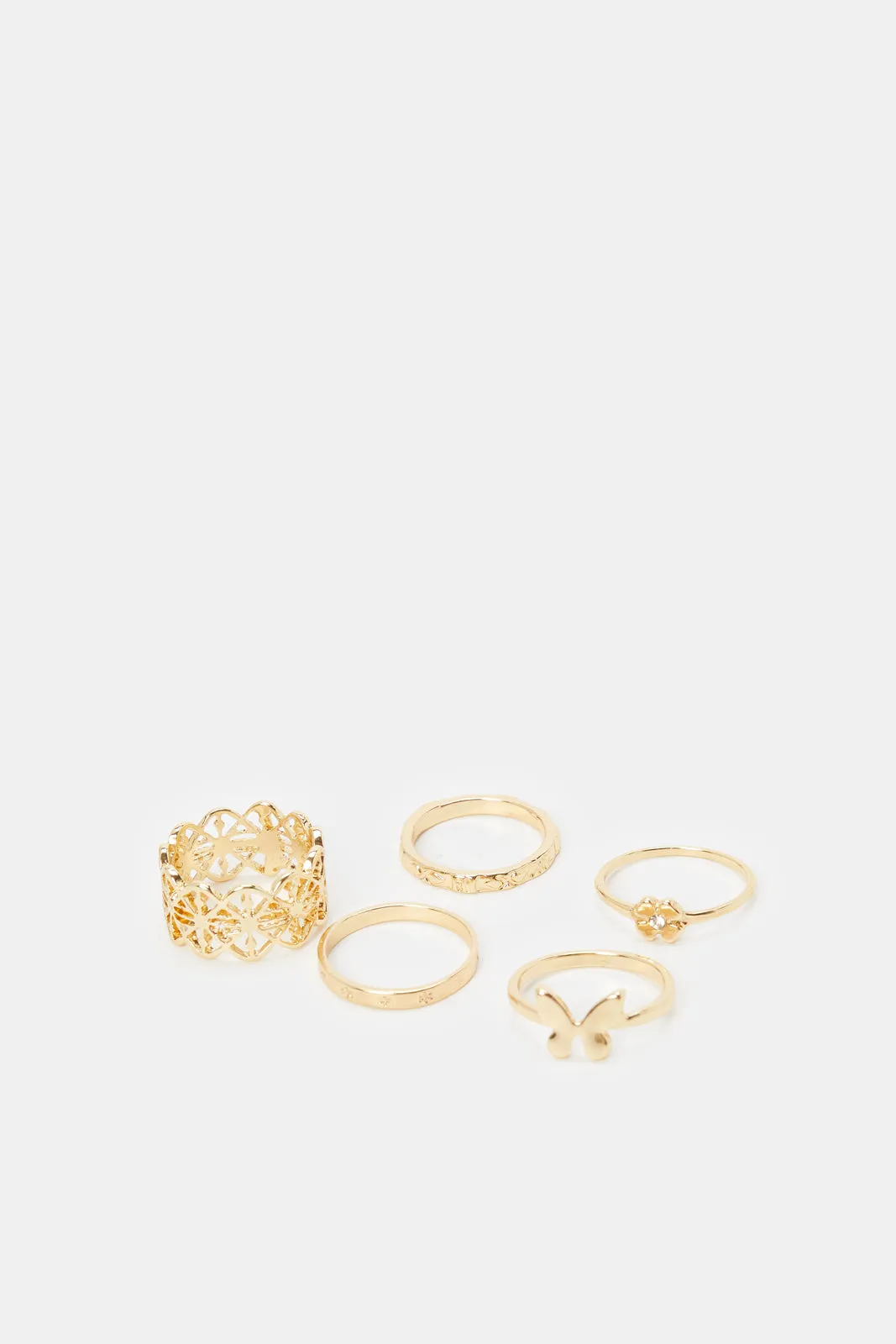 Women Gold Embellished Ring Set (5 Piece) sold by Redtag