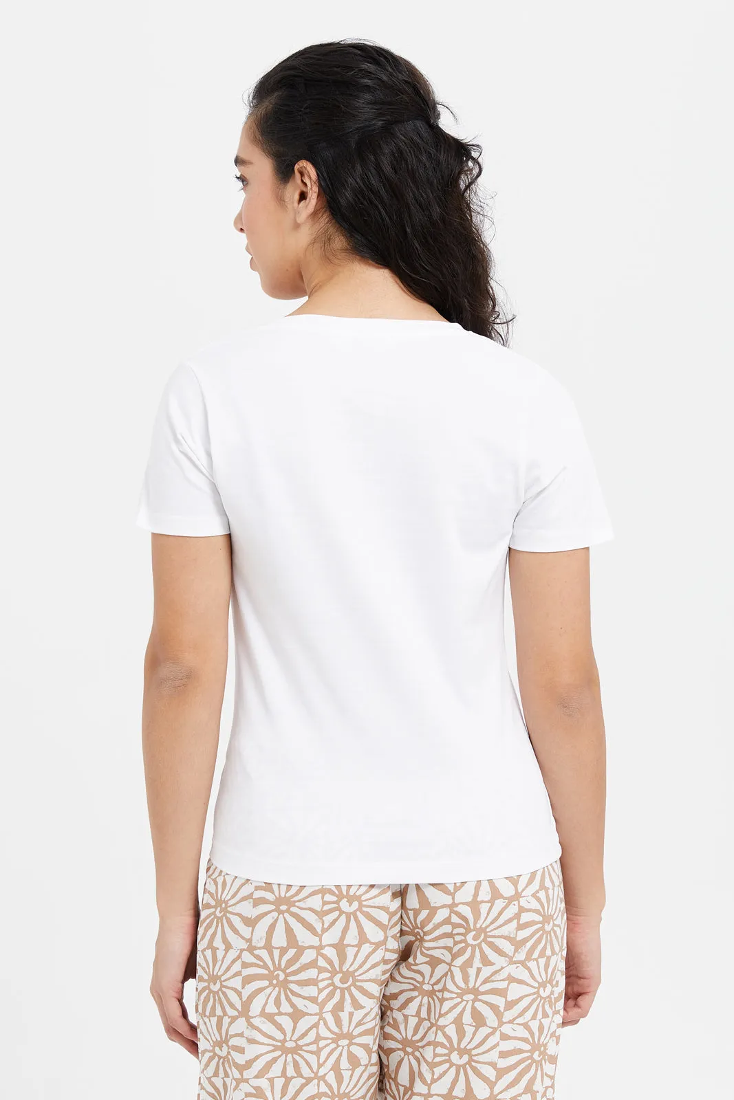 White Short Sleeve V- Neck T-Shirt sold by Redtag product image thumbnail 3
