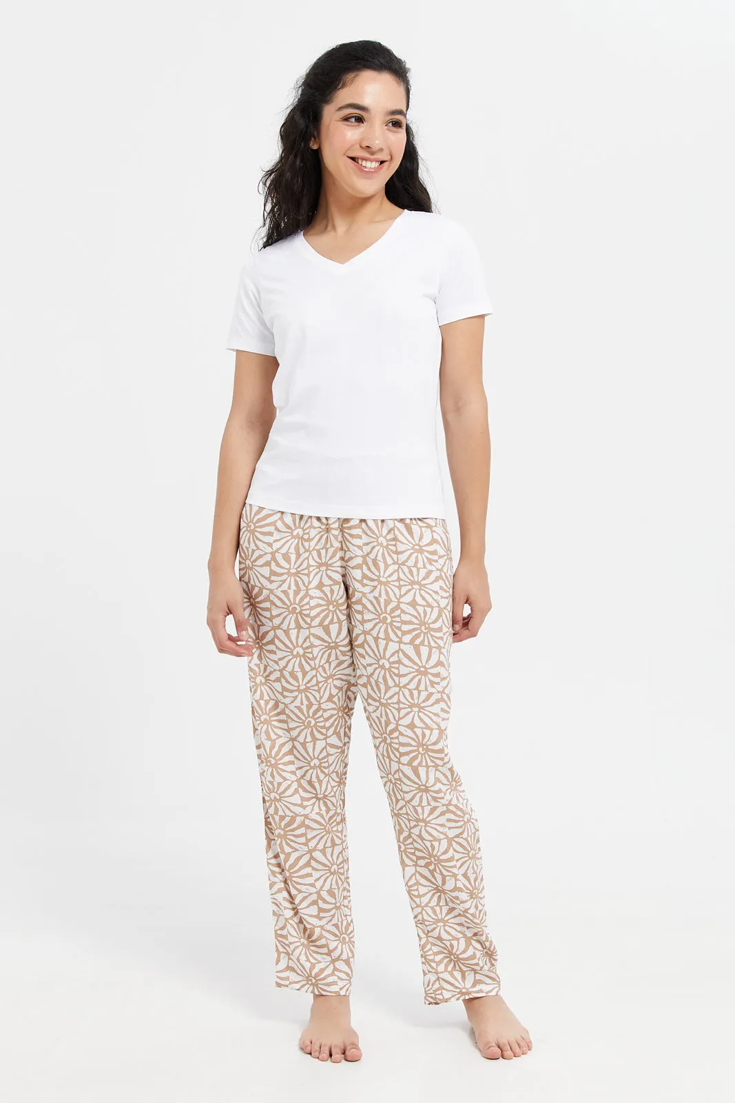 White Short Sleeve V- Neck T-Shirt sold by Redtag product image thumbnail 2