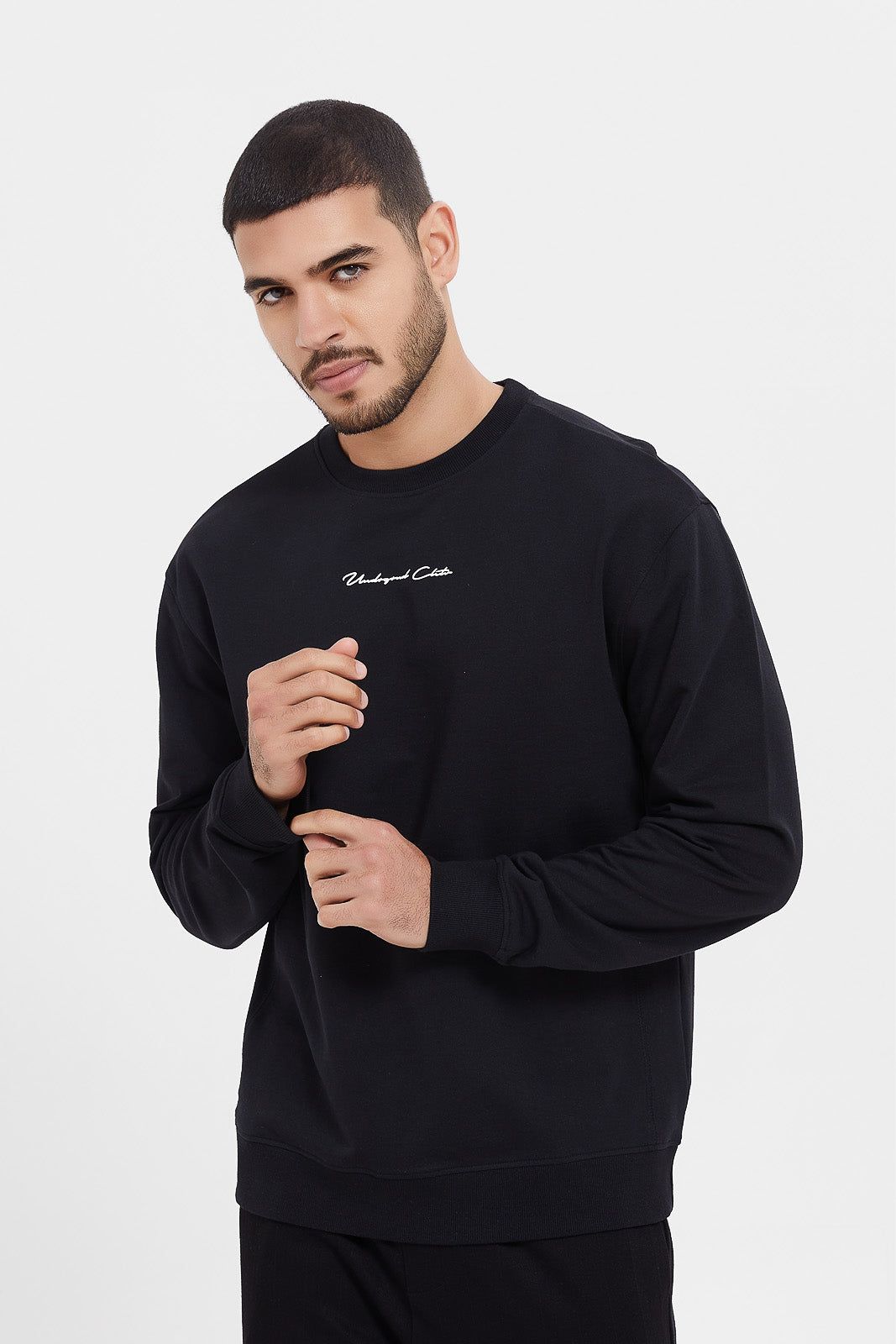 Men Black Embroidered Sweatshirt sold by Redtag