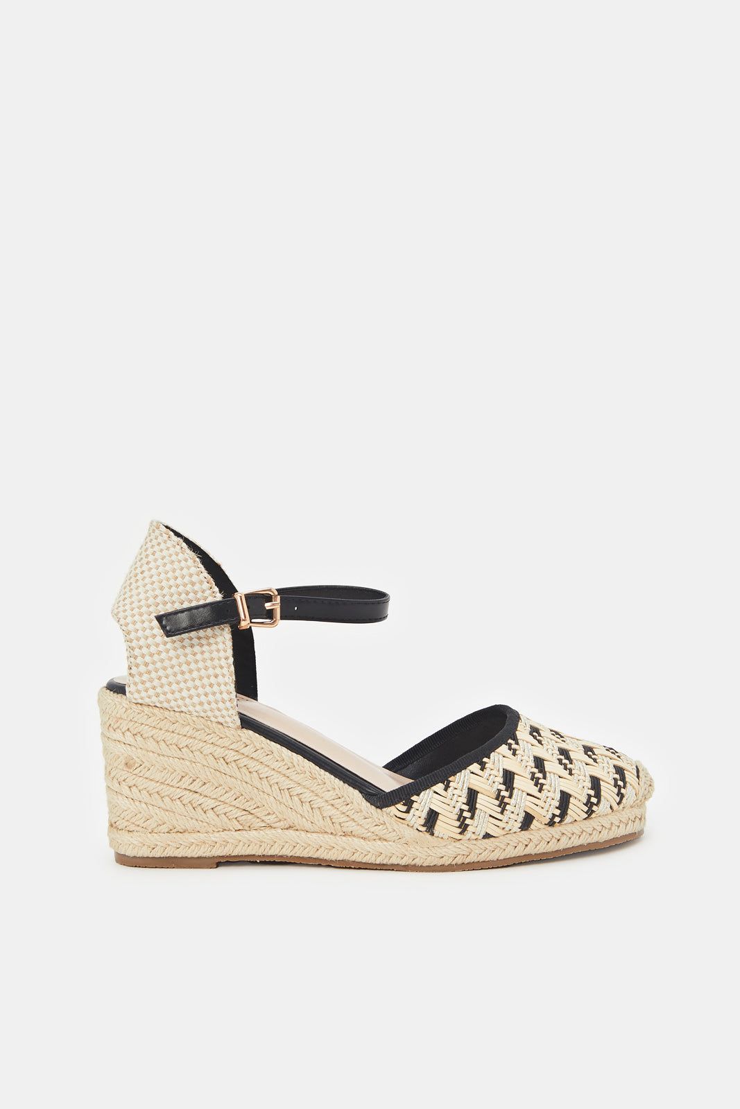 Women Beige And Black Espadrille Wedge sold by Redtag