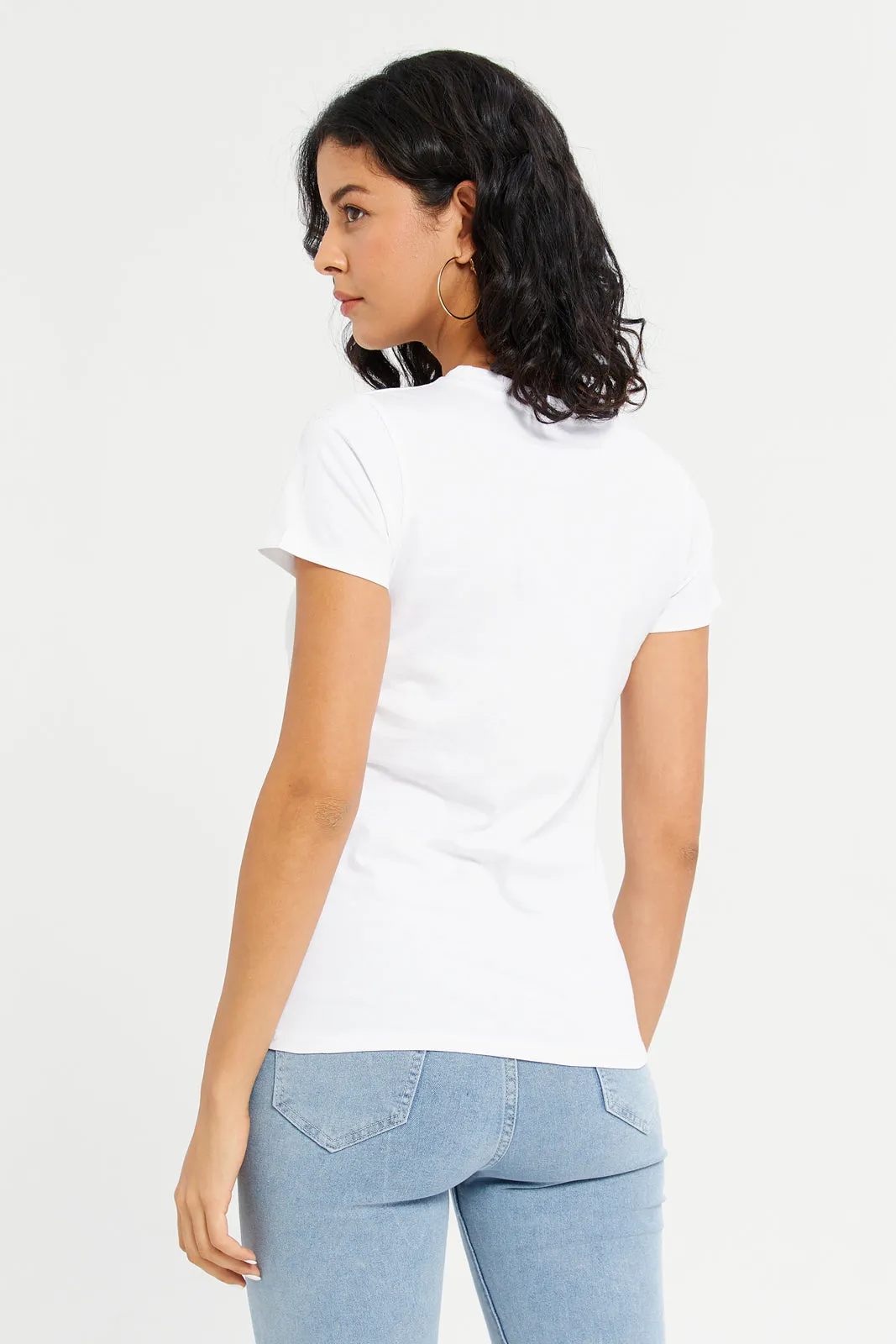 Women White Limited Edition Embellished T-Shirt sold by Redtag product image thumbnail 3
