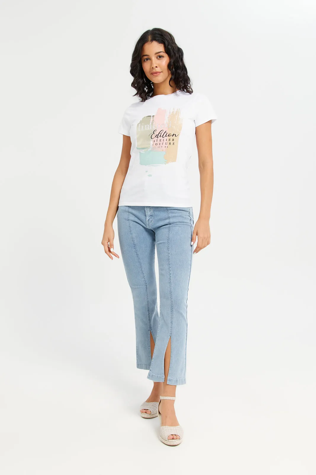 Women White Limited Edition Embellished T-Shirt sold by Redtag product image thumbnail 2