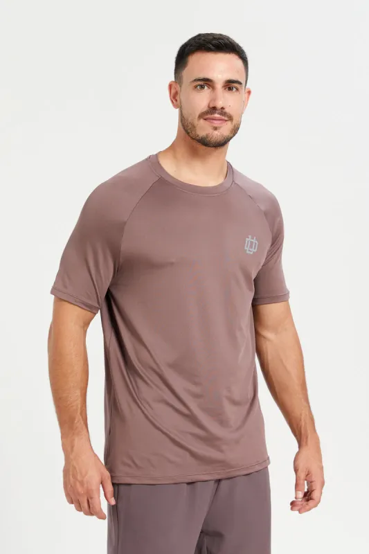 Men Mauve Pink Plain Short Sleeve Active T-Shirt sold by Redtag