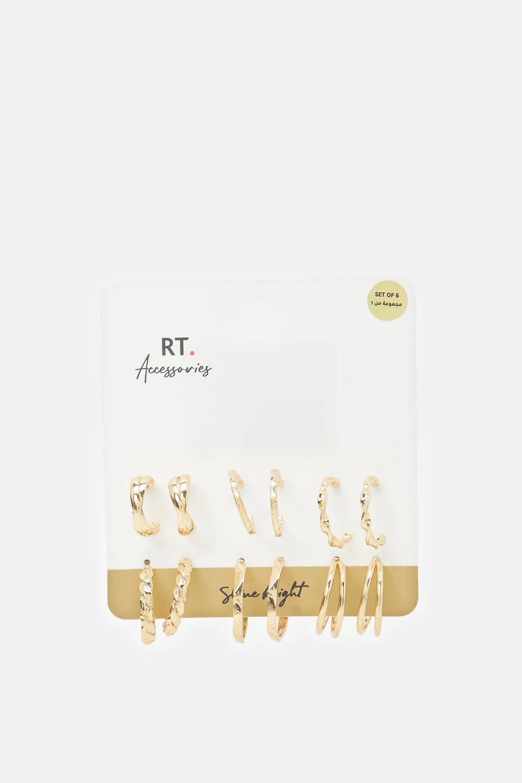 Women Gold Embellished Earrings Set (6 Pairs) sold by Redtag
